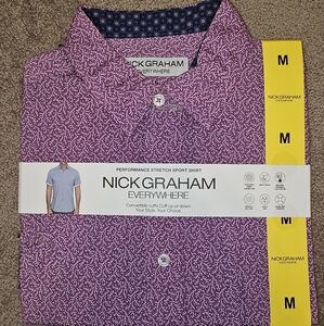 Nick Graham Men's Performance Stretch Sport Short Sleeve Woven Shirt